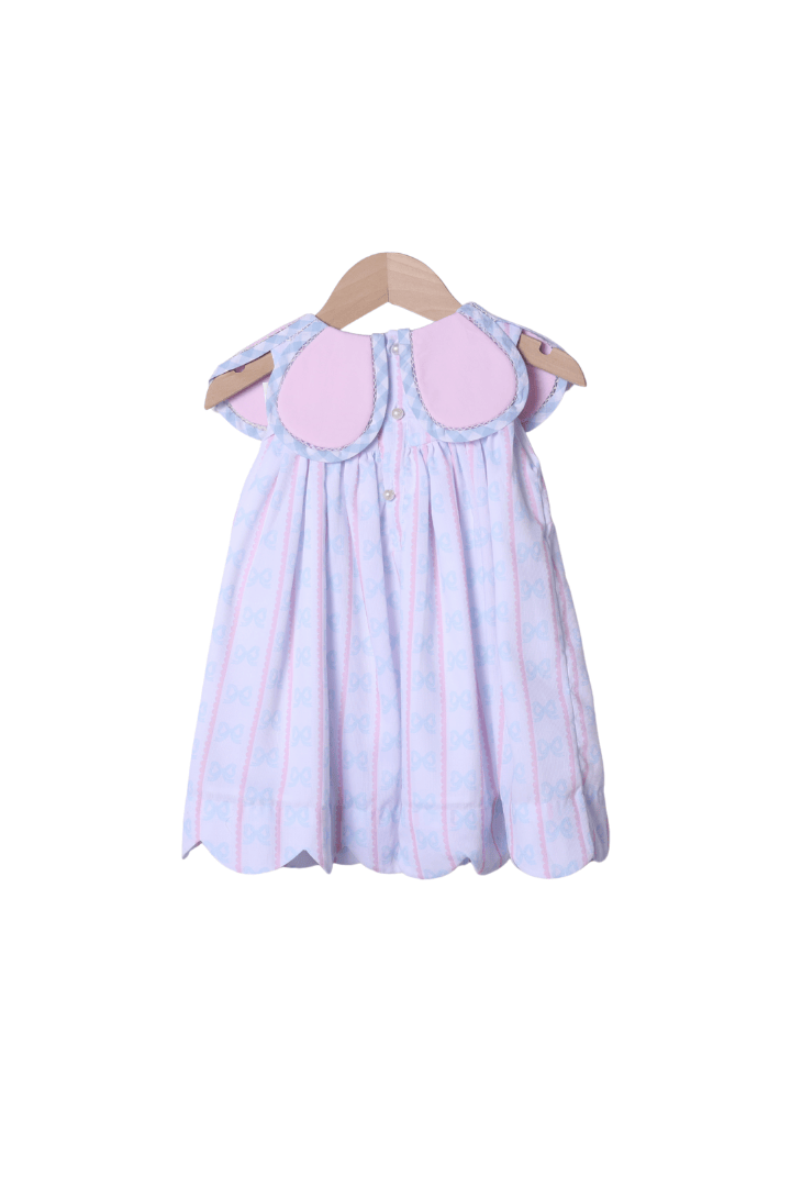The Smocked Flamingo Apparel & Accessories Sweet Scalloped Pearl Bow Tulip Dress