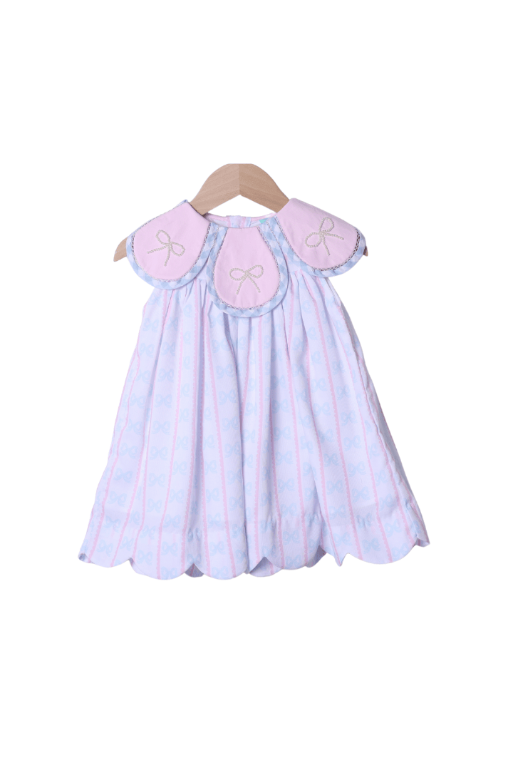 The Smocked Flamingo Apparel & Accessories Sweet Scalloped Pearl Bow Tulip Dress