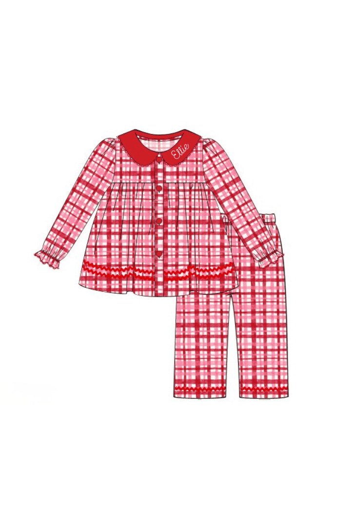 The Smocked Flamingo Apparel & Accessories Sweetheart Pink and Red Plaid Swing Lounge Set