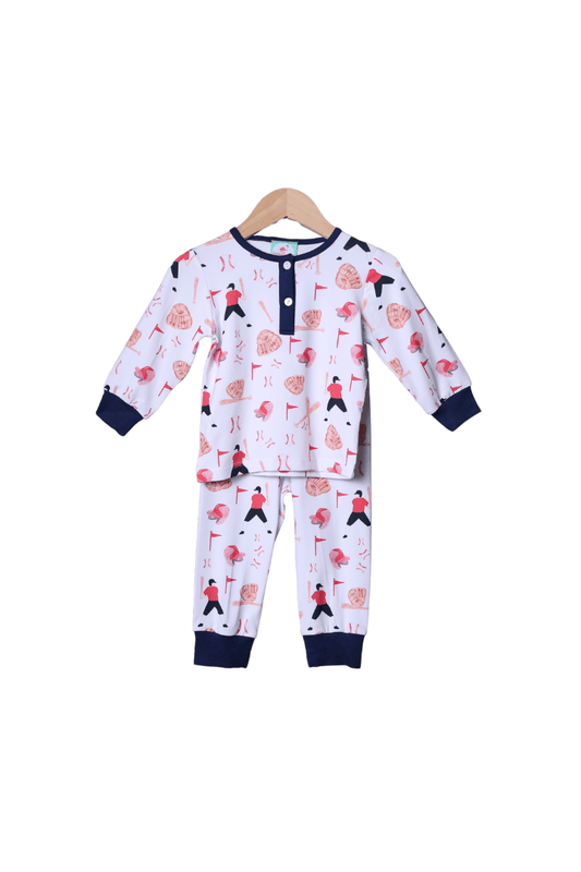 The Smocked Flamingo Apparel & Accessories Take Me Out To The Ballgame Knit Pajamas