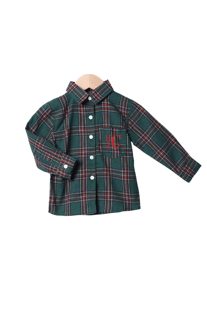 The Smocked Flamingo Apparel & Accessories Tartan Plaid Button Down Shirt