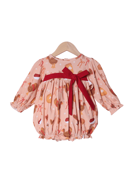 The Smocked Flamingo Apparel & Accessories Thanksgiving Treats Bow Bubble