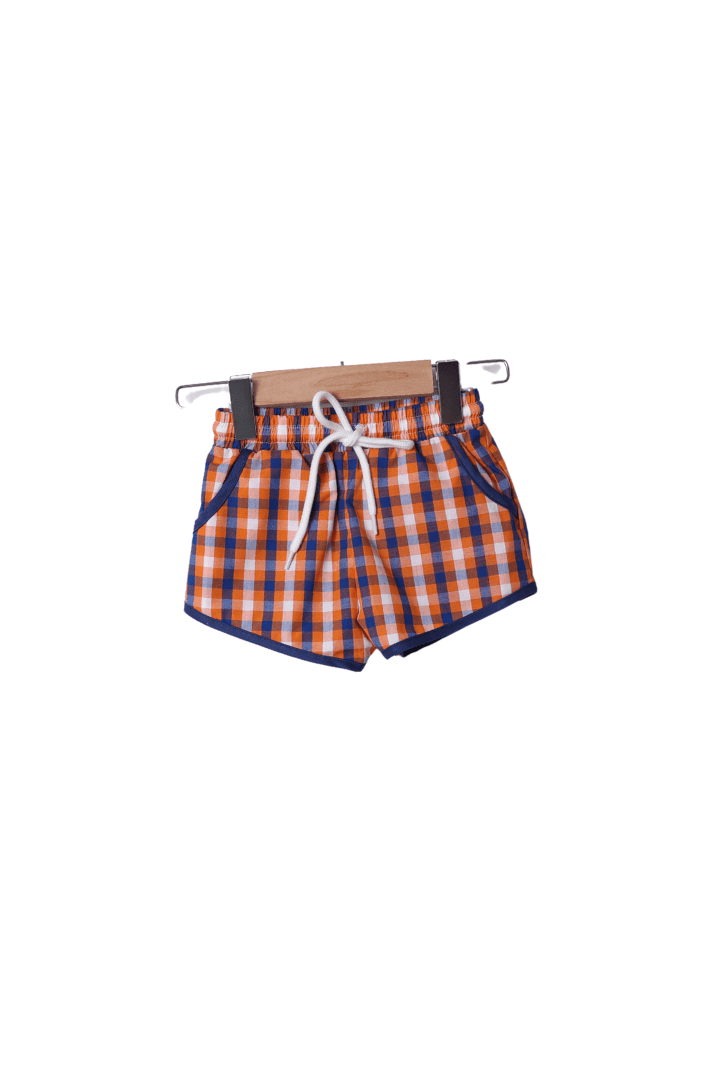 The Smocked Flamingo Apparel & Accessories Tigers Navy/Orange Checkered Short Set