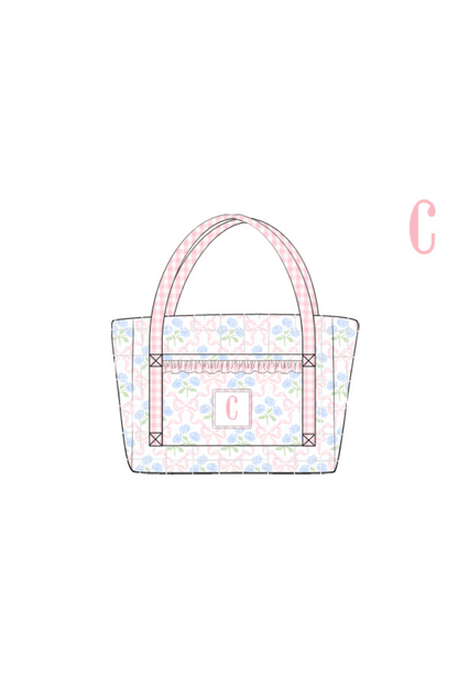 The Smocked Flamingo Apparel & Accessories Tote Bag Pre-Order Custom Name Sweet Pink Hydrangea Bow Luggage