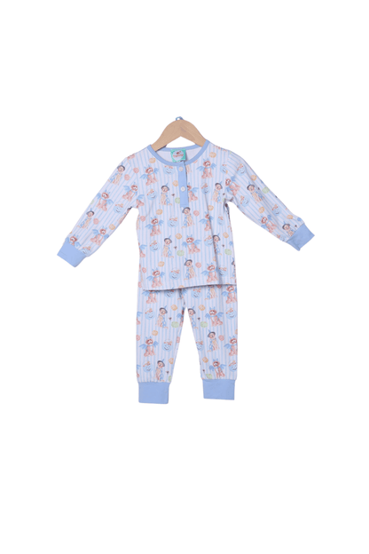 The Smocked Flamingo Apparel & Accessories Trick or Treat Puppy Blue Lounge Set