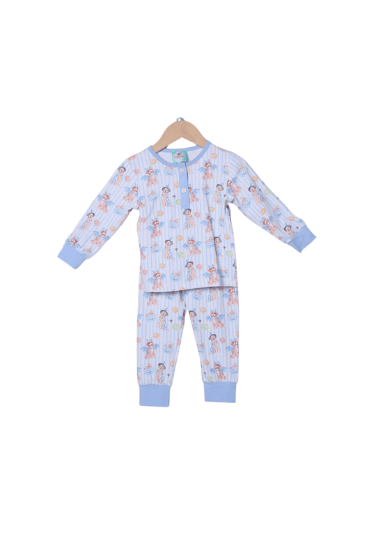 The Smocked Flamingo Apparel & Accessories Trick or Treat Puppy Blue Lounge Set