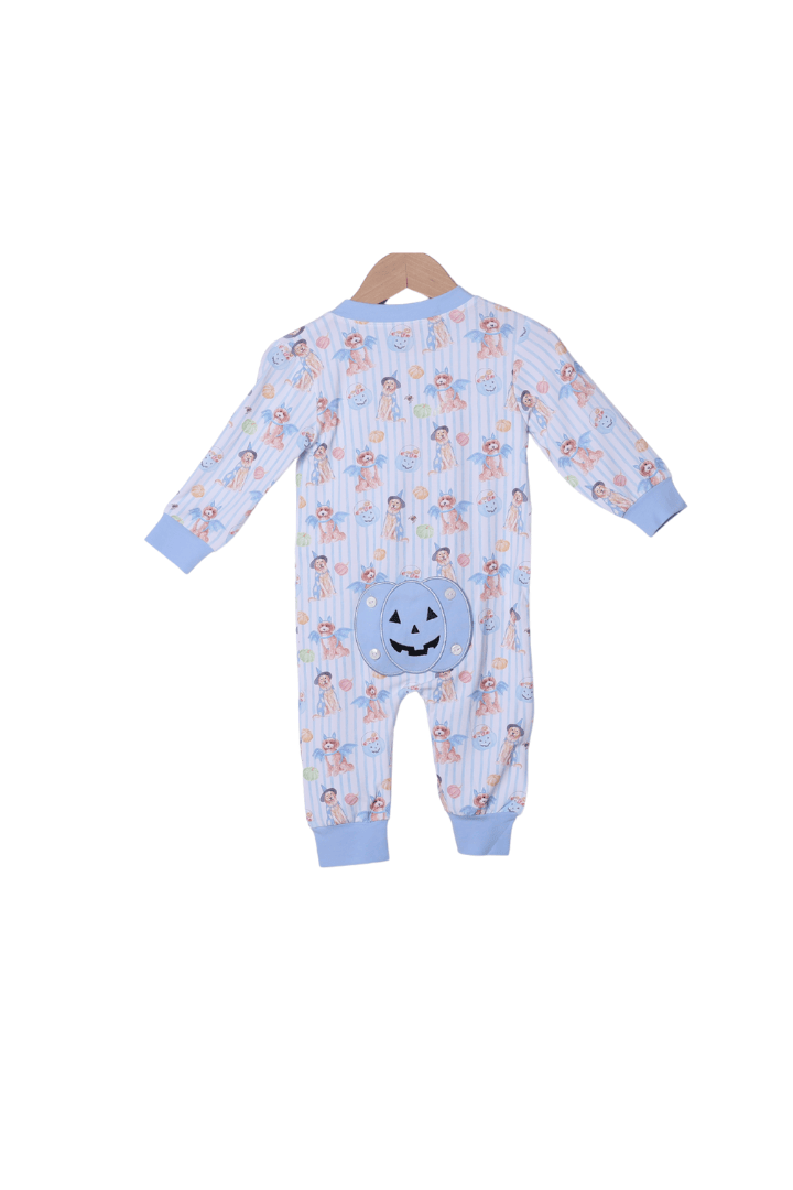 The Smocked Flamingo Apparel & Accessories Trick or Treat Puppy Blue Zippy