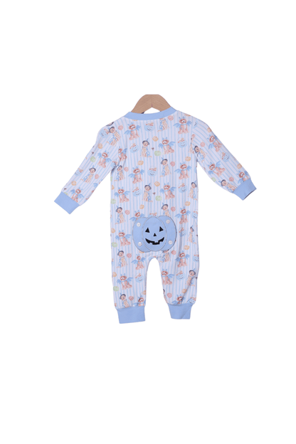 The Smocked Flamingo Apparel & Accessories Trick or Treat Puppy Blue Zippy