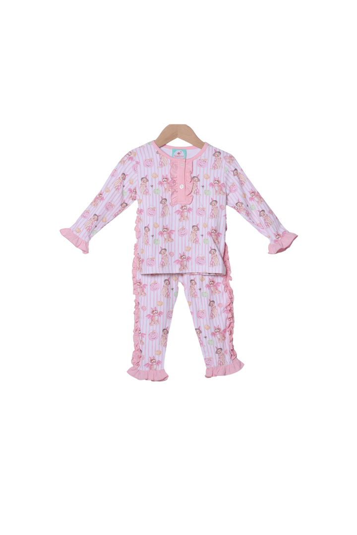 The Smocked Flamingo Apparel & Accessories Trick or Treat Puppy Pink Lounge Set