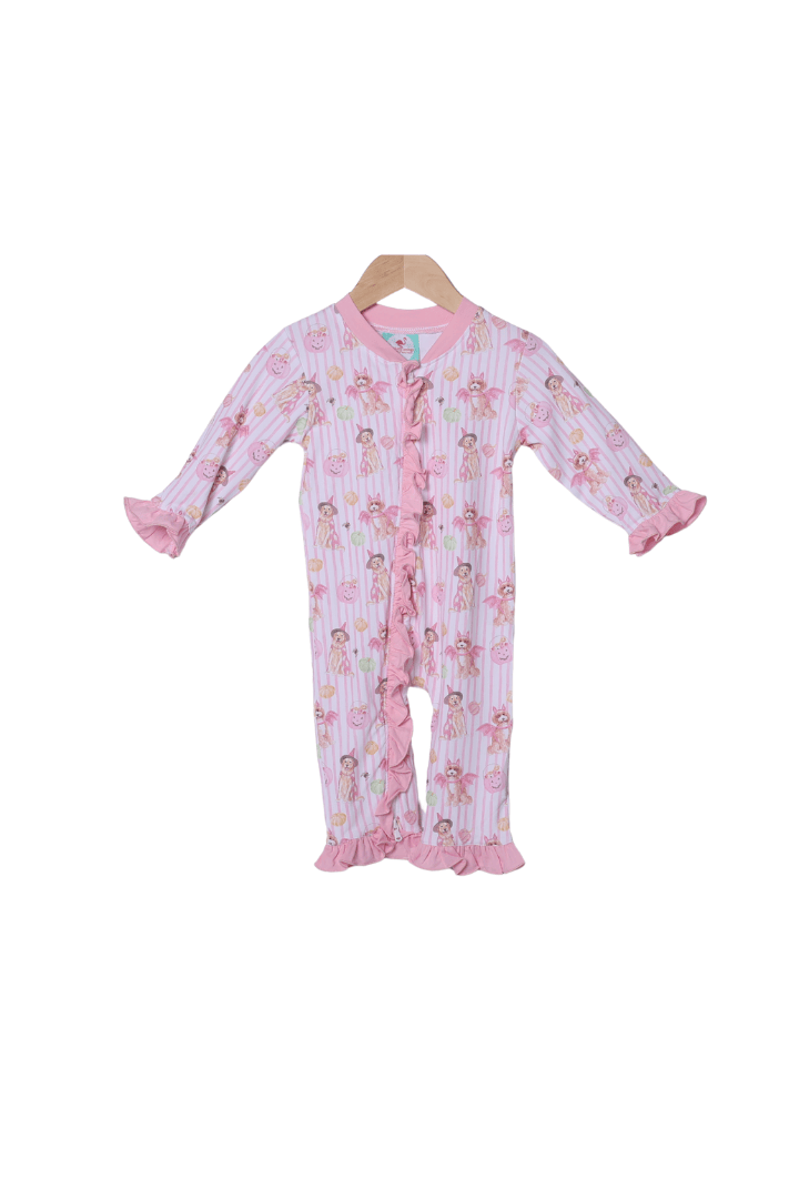 The Smocked Flamingo Apparel & Accessories Trick or Treat Puppy Pink Zippy