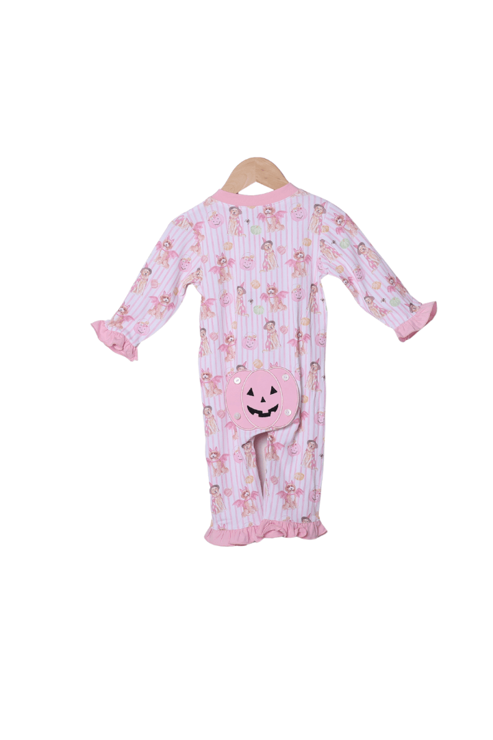 The Smocked Flamingo Apparel & Accessories Trick or Treat Puppy Pink Zippy