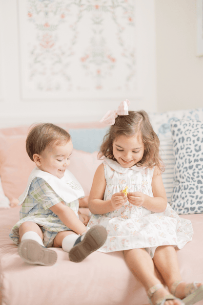 The Smocked Flamingo Apparel & Accessories TSF x Shelby Back Blue and Green Plaid Bib Bubble