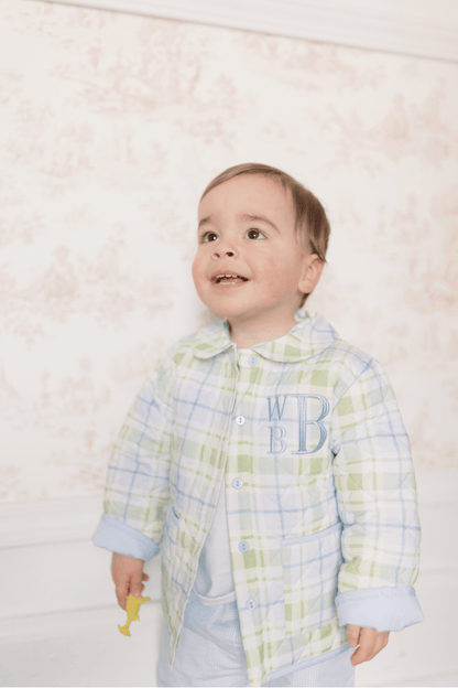 The Smocked Flamingo Apparel & Accessories TSF x Shelby Back Blue and Green Plaid Jacket