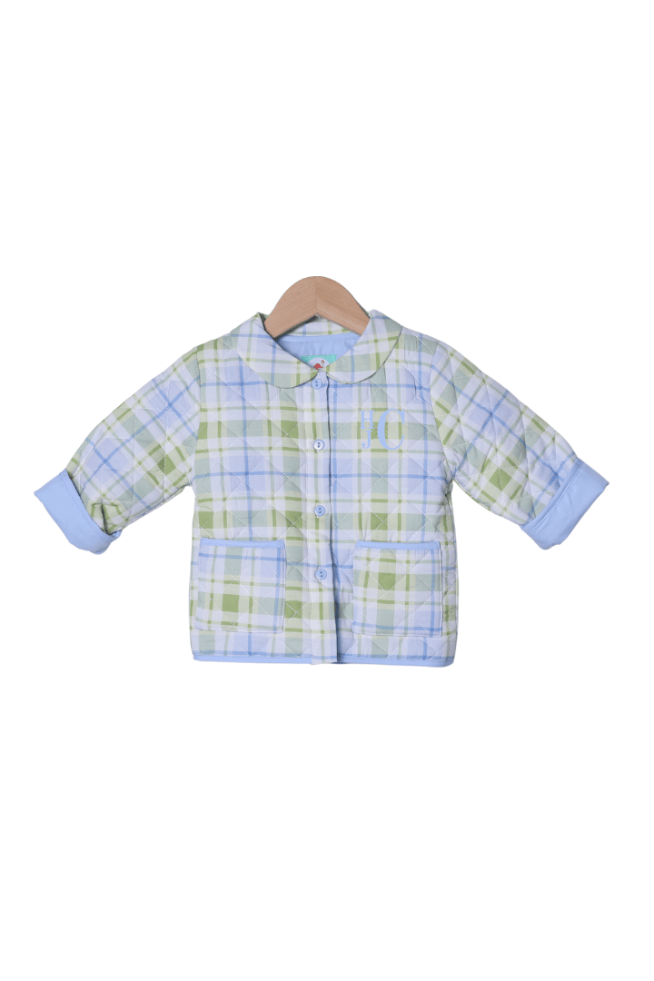 The Smocked Flamingo Apparel & Accessories TSF x Shelby Back Blue and Green Plaid Jacket