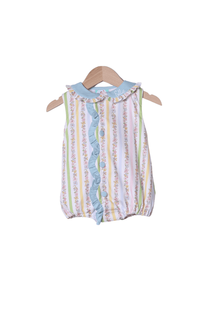 The Smocked Flamingo Apparel & Accessories TSF x Shelby Back Pretty Floral Stripe Button Bubble
