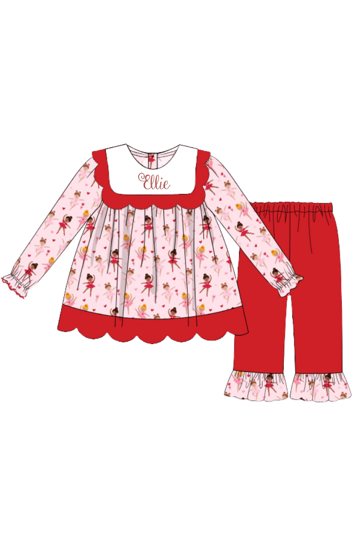 The Smocked Flamingo Apparel & Accessories Tutu Sweet Ballerina Scalloped Pant Set