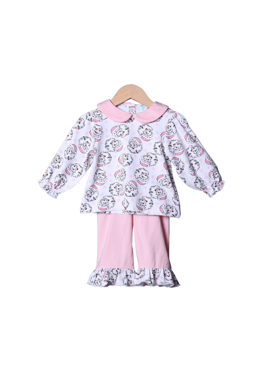 The Smocked Flamingo Apparel & Accessories Vintage Santa Knit Pant Set