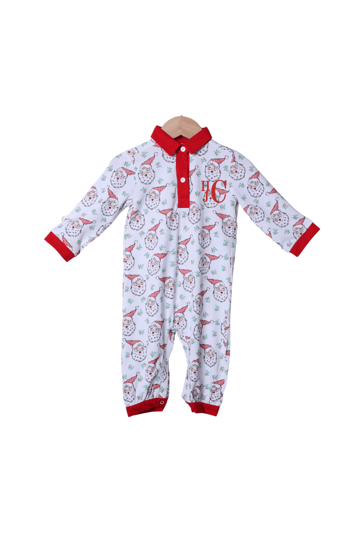 The Smocked Flamingo Apparel & Accessories Vintage Santa Polo Romper