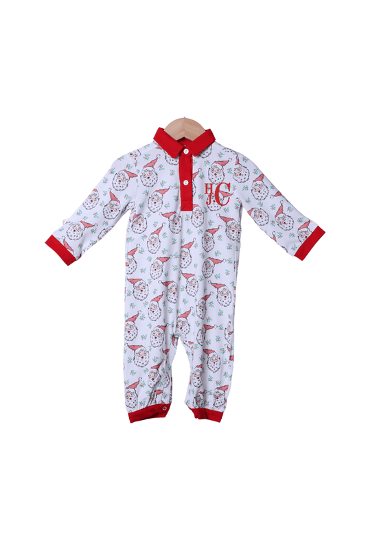 The Smocked Flamingo Apparel & Accessories Vintage Santa Polo Romper