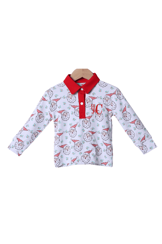 The Smocked Flamingo Apparel & Accessories Vintage Santa Polo Shirt