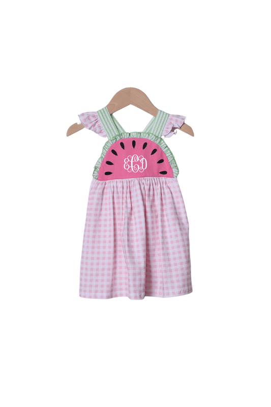 The Smocked Flamingo Apparel & Accessories Watermelon Pink Gingham Sun Dress