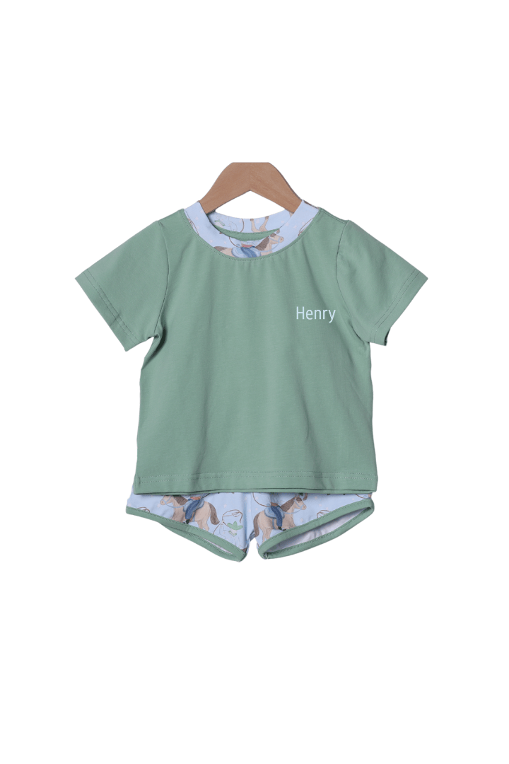 The Smocked Flamingo Apparel & Accessories Western Cowboy Short Set