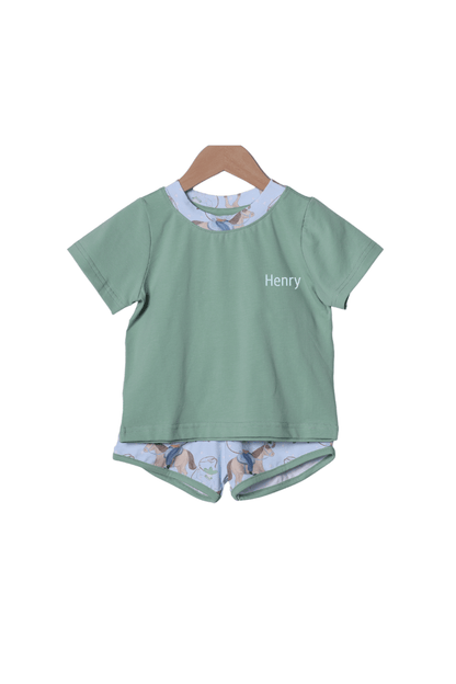The Smocked Flamingo Apparel & Accessories Western Cowboy Short Set