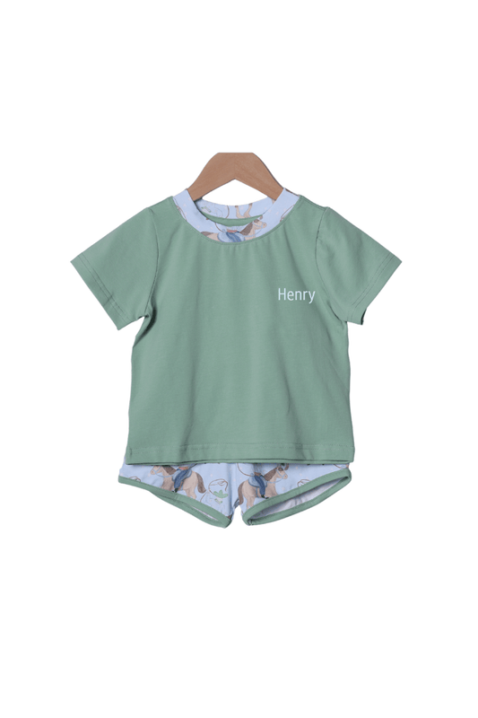 The Smocked Flamingo Apparel & Accessories Western Cowboy Short Set