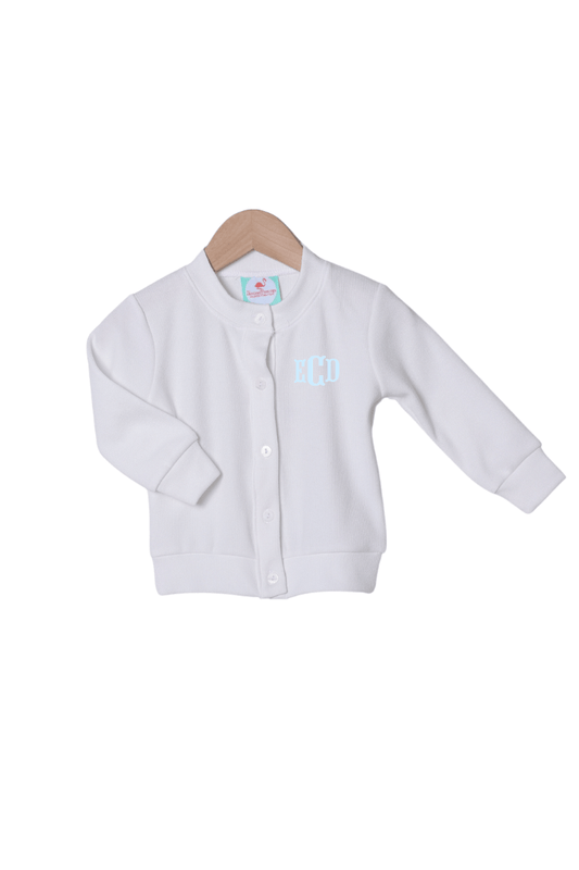 The Smocked Flamingo Apparel & Accessories White Cardigan