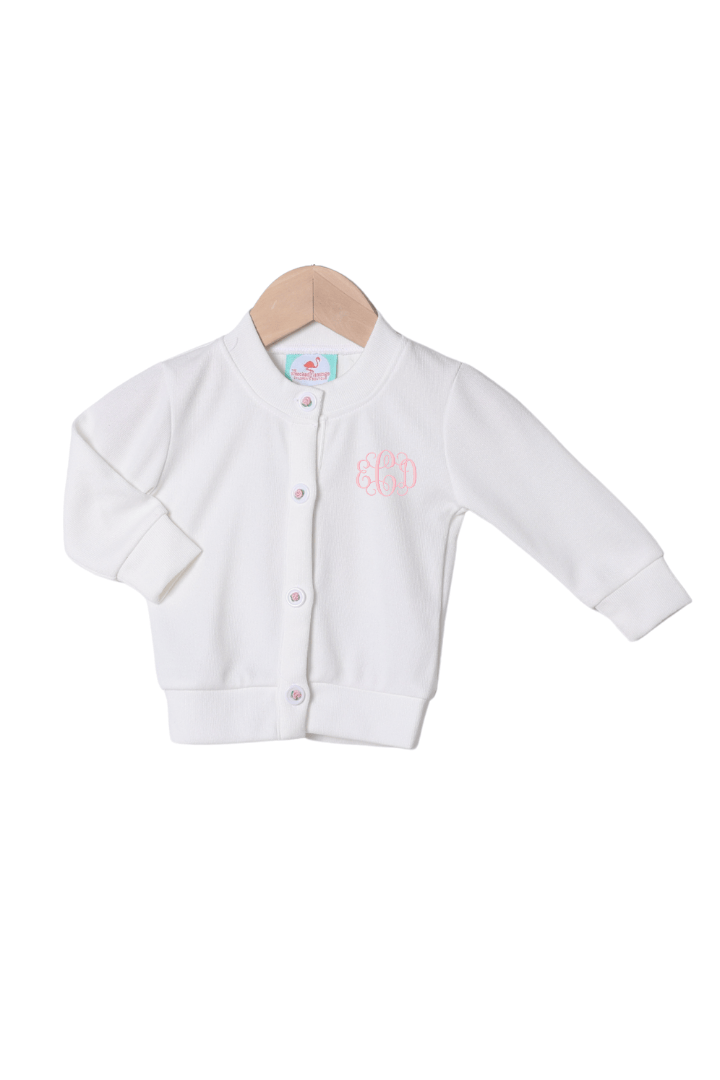 The Smocked Flamingo Apparel & Accessories White Floret Cardigan