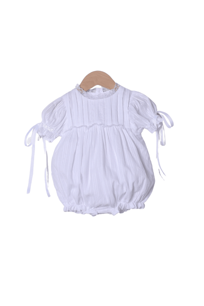 The Smocked Flamingo Apparel & Accessories White Linen Heirloom Bubble