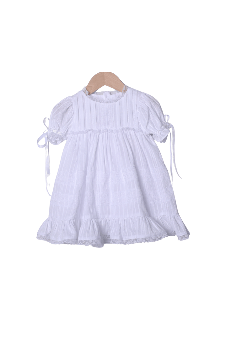 The Smocked Flamingo Apparel & Accessories White Linen Heirloom Dress