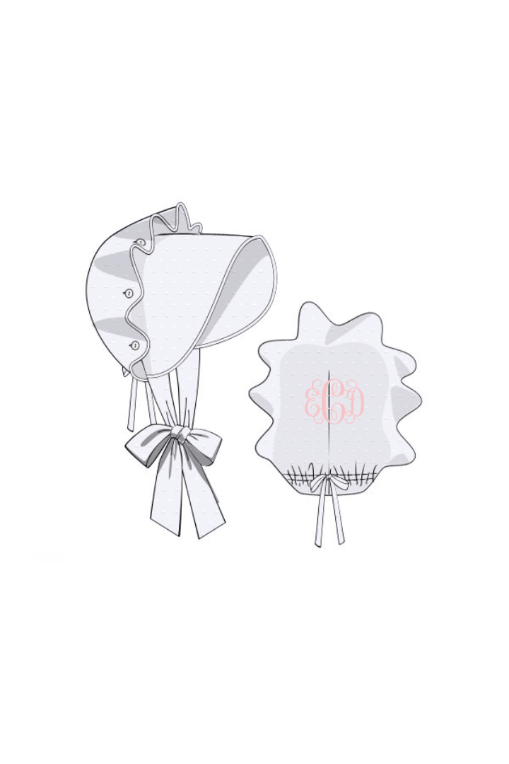 The Smocked Flamingo Apparel & Accessories White Swiss Dot Bonnet