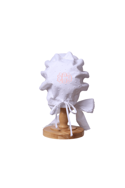 The Smocked Flamingo Apparel & Accessories White Swiss Dot Bonnet