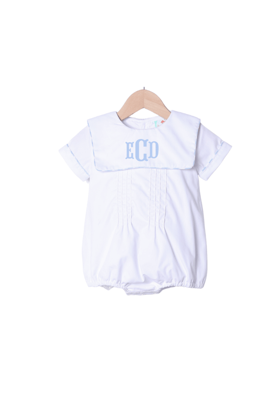 The Smocked Flamingo Apparel & Accessories White Woven Bib Bubble