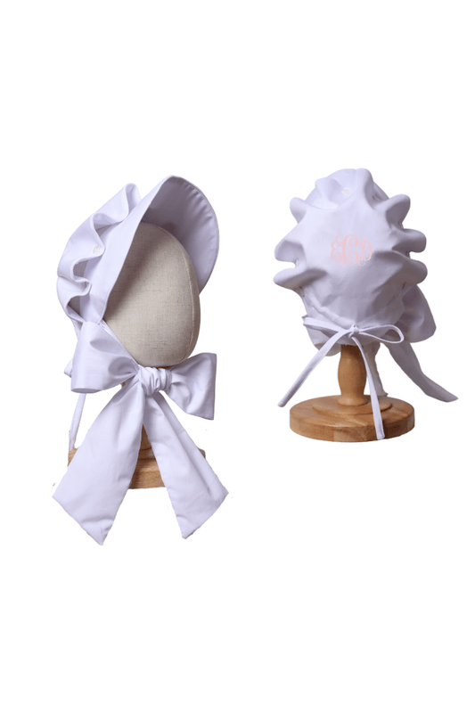 The Smocked Flamingo Apparel & Accessories White Woven Bonnet