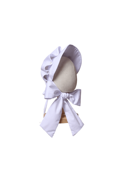 The Smocked Flamingo Apparel & Accessories White Woven Bonnet