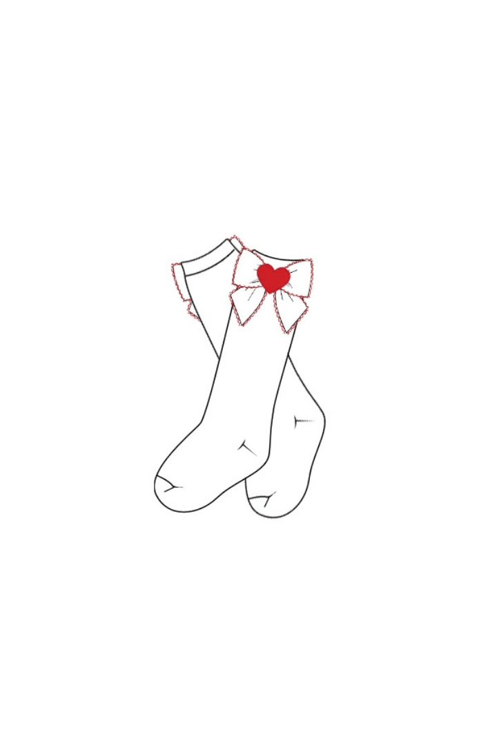 The Smocked Flamingo Applique Heart Bow Socks