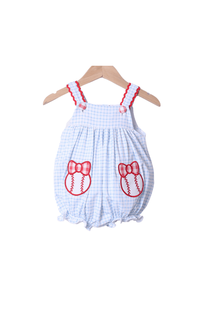 The Smocked Flamingo Baseball Applique Knit Bubble