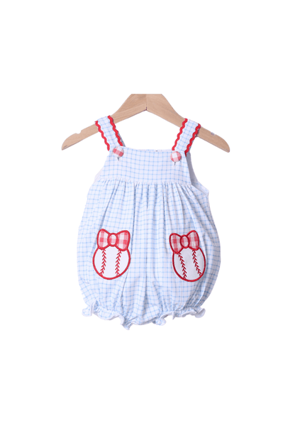 The Smocked Flamingo Baseball Applique Knit Bubble