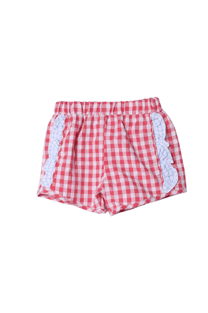 The Smocked Flamingo Baseball Bow Applique Knit Short Set