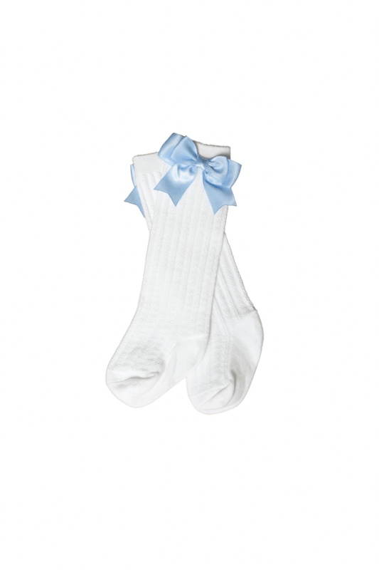 The Smocked Flamingo Blue Bow Socks