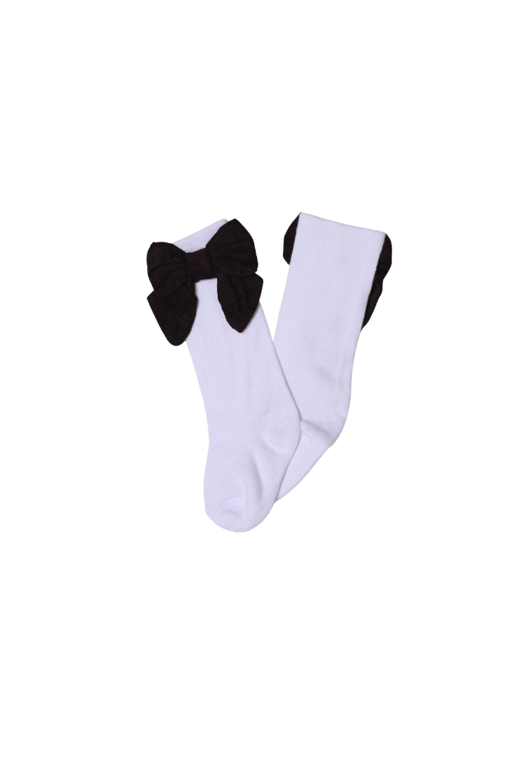 The Smocked Flamingo Children's Clothing Brown Corduroy Bow Socks