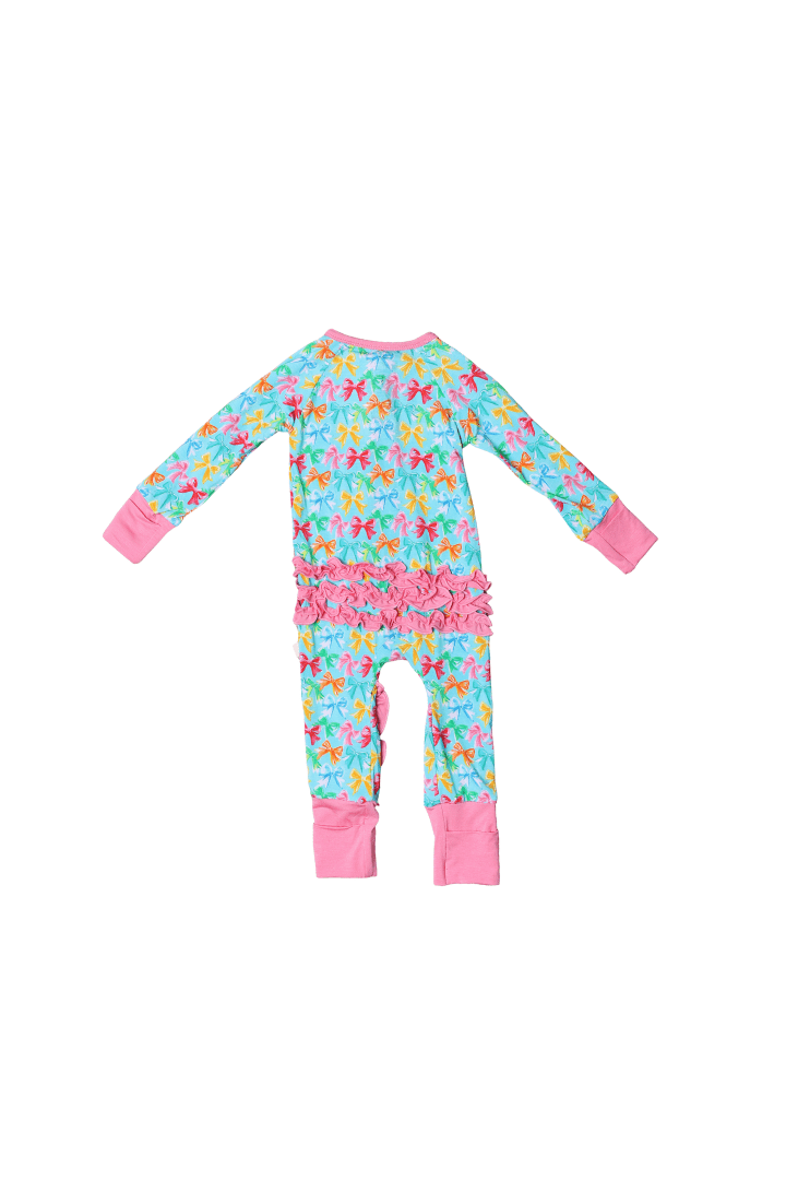 The Smocked Flamingo Children's Clothing Colorful Bows Zippy Pajamas