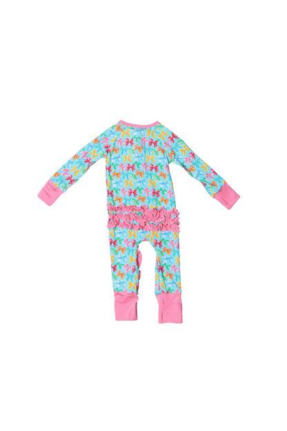 The Smocked Flamingo Children's Clothing Colorful Bows Zippy Pajamas