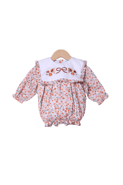 The Smocked Flamingo Children's Clothing Embroidered Harvest Floral Bubble