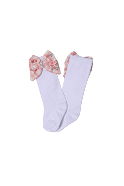 The Smocked Flamingo Children's Clothing Fall Floral Plaid Bow Socks