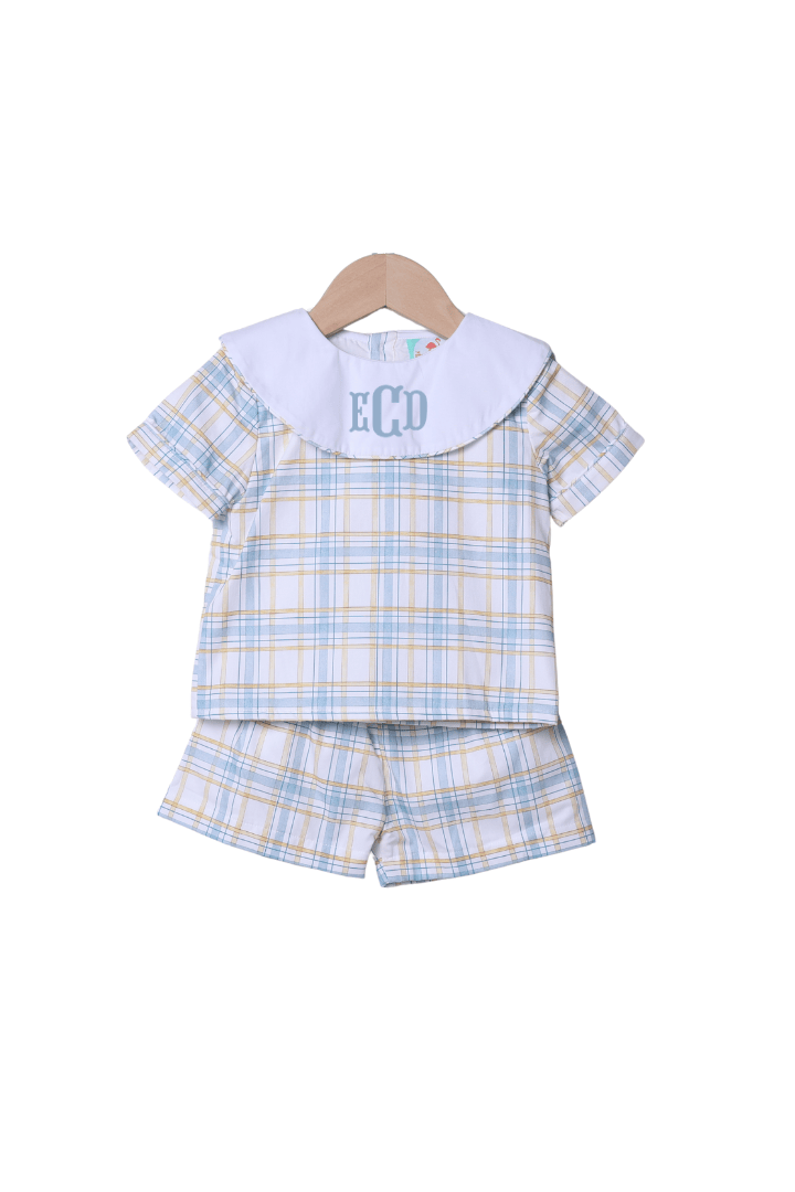 The Smocked Flamingo Children's Clothing Fall Plaid Short Set