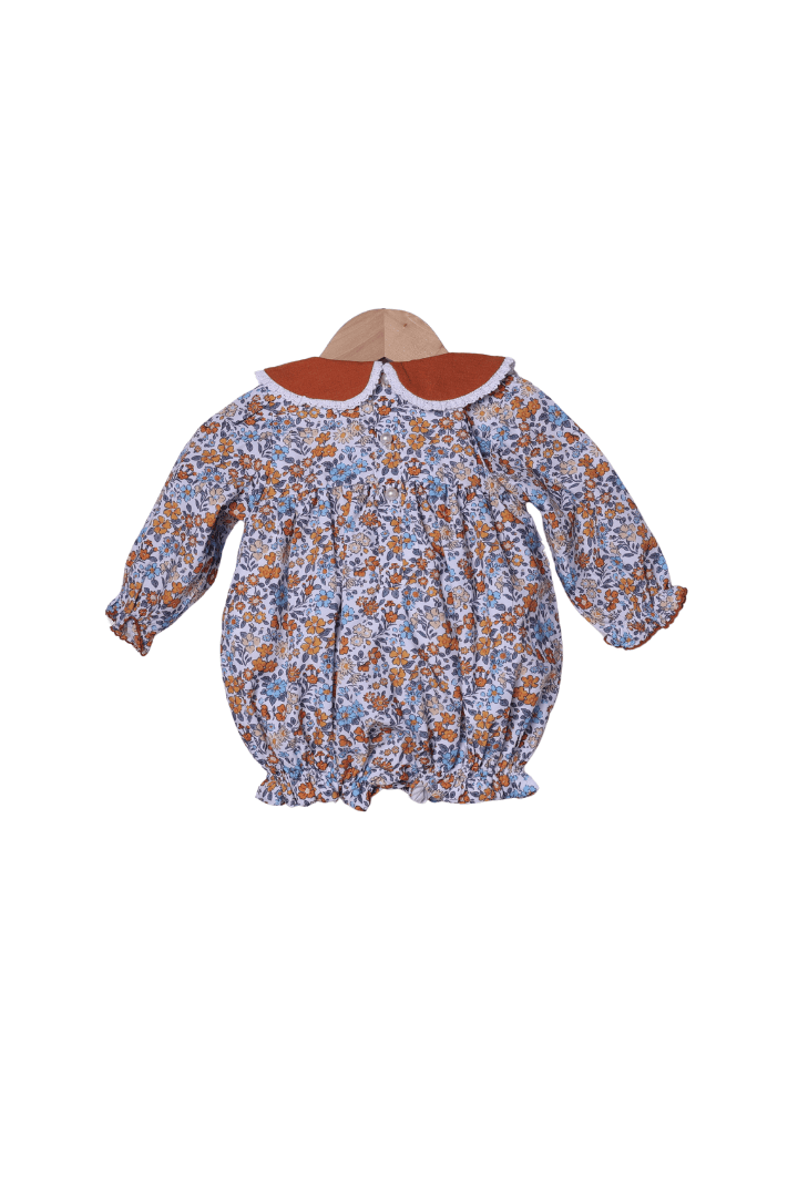 The Smocked Flamingo Children's Clothing Hand Embroidered Fall Floral Bubble