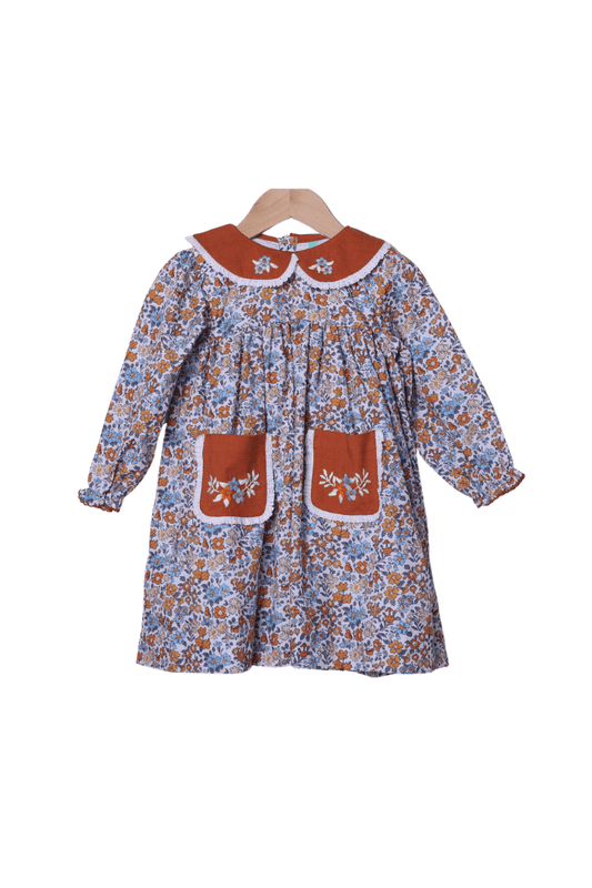 The Smocked Flamingo Children's Clothing Hand Embroidered Fall Floral Dress